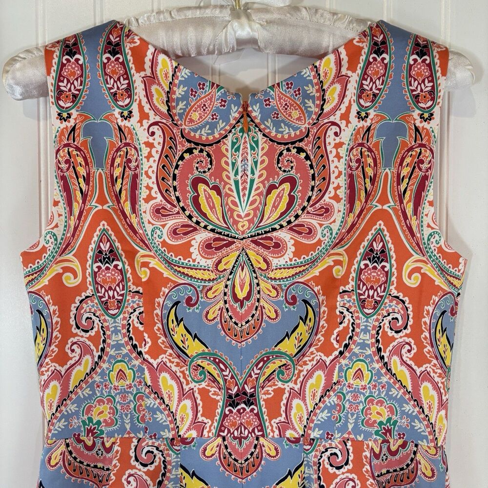 Boho Paisley Women Dress Size 2P Resort Vacation Artsy Preppy Retro Mod Colorful - Picture 9 of 16